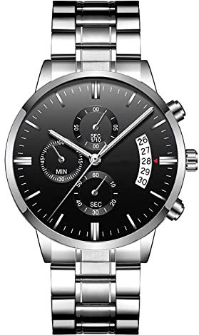 Nicoone Mens Quartz Watch Waterproof Business Fashion Wristwatch Stainless Steel Band Day Date Function,Gift for Men
