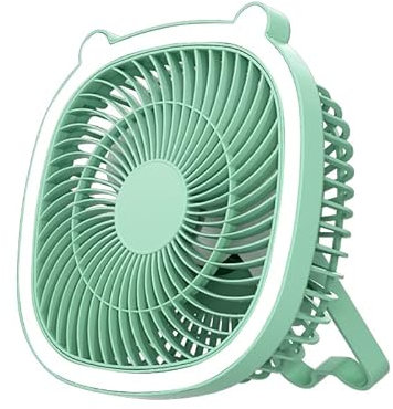 Cool&Cute Portable Fan with LED Light- Portable Table Fan- Camping Fan- Desk Fan- USB Fan (Mint Green)