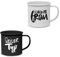 ReWu Metall-Becher 2er-Set mit Schriftzug - Geiler Typ/Schöne Frau - Schwarz Weiß Tasse Henkelbecher Kaffebecher Trinkbecher Mug Frühstück Brunch Geschenkidee 350ml
