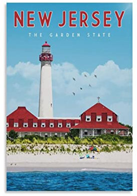 ONOTIO New Jersey Garden State Vintage Reise Poster Landschaft 40 x 60 cm Wandkunst Bild Leinwand Kunst Poster Modern Familie Schlafzimmer Dekor Poster