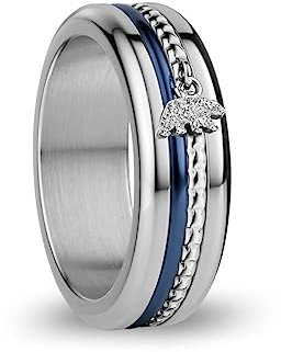 BERING Austauschbar Ringkombination für Damen in Silber & Blau mit einzigartigem Twist- & Change System, Seine