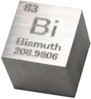 1 x Periodensystem aus reinem Wismut-Metall, Würfel, Bismut, 10 x 10 x 10 mm, Hobby-Display-Kollektion
