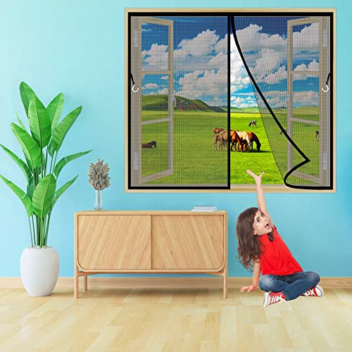 Zanzariera Magnetica per Finestre 80x60 cm Tenda Magnetica, si Chiude da Sola, Senza Praticare Fori, Tenda Zanzariera per Finestre d'Ingresso, Nero Z
