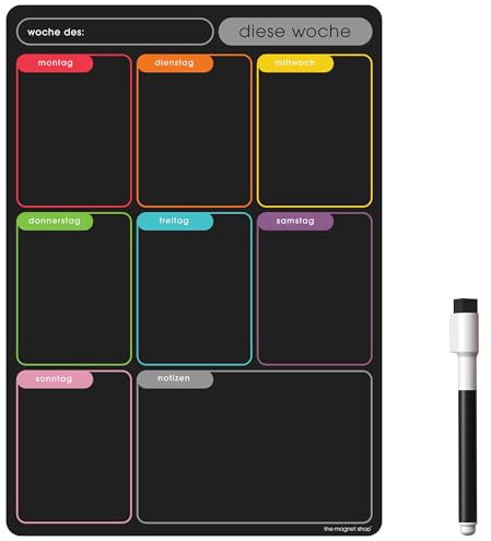 Der Magnet Shop Magnetischer Wochenplaners (30 x 21cm [A4], schwarz mehrfarbig drei)