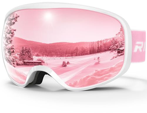 RIOROO Kids Ski Goggles- Skiing Goggles Kids 3-14 Years Compatible with OTG Over Helmet for Boys Girls, Anti-fog 100% UV Protection, Anti-glare Ski Goggles, for Skiing Snowboarding other Winter Sports