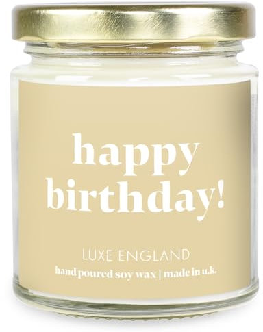 Happy Birthday Candle - Sweet Vanilla Scented Candle - Message Candle Gift by Luxe England
