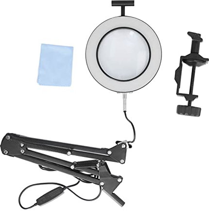 Lupe mit Licht Und Ständer, 5X Dritte Hand Löten Helfenden HäNden Lupenleuchte Craft Lampe Mit Dimmbare LED Licht,Löten Hand Helfende Arme Beleuchtete Leselupe Zum Basteln Lesen NäHen Hobbys