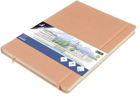 Kangaro Art Skizzenbuch A4 altrosa PU Hardcover 80 Blatt 140 Gramm cremefarbenes Papier, Rosa