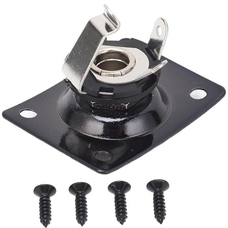 Plaque Jack de Sortie de Guitare électrique en Métal Compacte et Facile à Installer, Large Application pour, Telecaster et Guitares Similaires (BLACK)