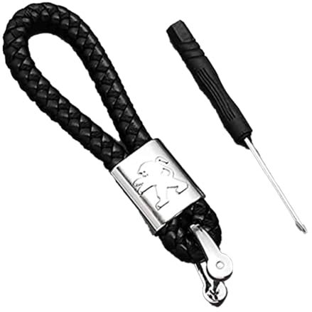 MNBVGHH Auto Porte-clé, pour Peugeot 206 207 208 306 307 108 2008 3008 Porte-Clés de Voiture en Cuir, Porte-Clés de Voiture Anti-Pert,Tournevis,Porte-clés de Remplacement,F-S