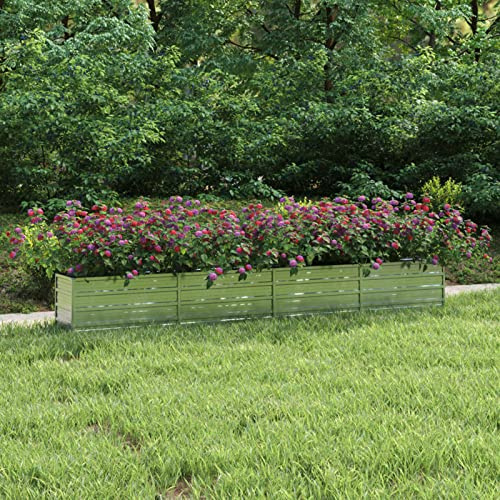 Cosisti Jardinera Elevada de Metal 320 x 40 x 45 cm Jardinera Exterior Grandes Macetero Grande de Exterior Cama Elevada de Jardín para Cultivo de Flores Plantas Hierbas Plateado