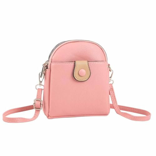 OBC Damen Tasche Crossbody Umhängetasche Bodybag Schultertasche Minibag Handytasche Crossover Kunstleder Handtasche Gürteltasche Abendtasche Rosa