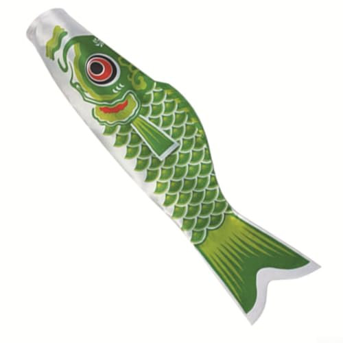 HpLive 100 cm japanische Karpfen-Windsack, Luftschlangen, Fisch-Flagge, Outdoor-Dekoration, Koi-Flagge, Befestigung (grün), MU1U739BQFYA78XX969726177X