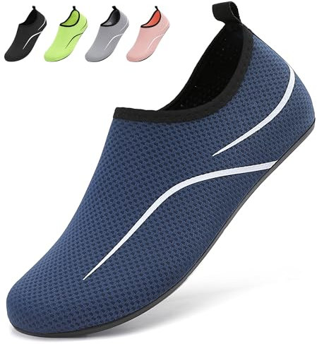 BARFULKER Badeschuhe Damen Herren Wasserschuhe Schwimmschuhe - Unisex Schnell Trocknend Aquaschuhe Leicht Strandschuhe Surfschuhe für Beach Pool Surfen Yoga, Dunkelblau, 35 EU