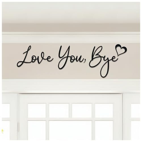 DVNB Shop Wall Art Decor - 3mm Ply Wood Love You Bye Sign for Wall Decoration for Living Room Comes with Double Sided Strong Tape, Black Wall Art for Hallway Decor, Love Letters for Home Decoration