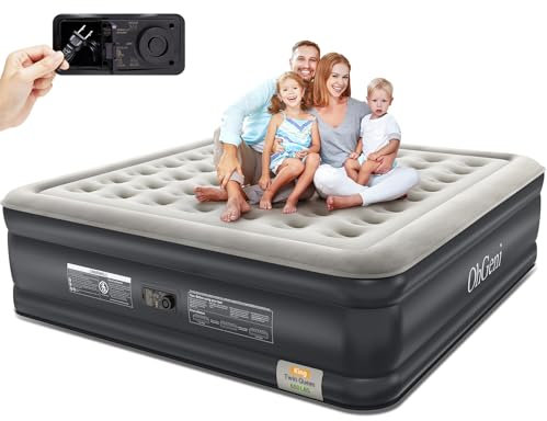 OhGeni - King Air Mattress with Built-in Pump, 18 Inch Comfortable Inflatable Mattress for Home, Guests, Folding Air Bed, Portable Bed for Adults, Durable Air Bed That