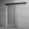 Mai & Mai Porte Coulissante Noir 105x215cm avec Opaque en Verre Sécurité ESG 8mm Poignée Ronde Distance au Mur de 15mm Ama