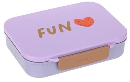 LÄSSIG Kinder Brotdose Frühstücksbox BPA-frei mit herausnehmbarer Trennung/Bento-Lunchbox Little Gang Heart lilac