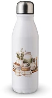 MAXIKIWI Borraccia a parete singola con tappo a vite, in alluminio leggero non isolato, senza BPA, a prova di perdite, stile vintage e accogliente invernale, 500 ml