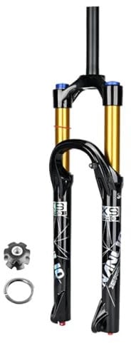 BSFHQS Forcella Bici con Dritta/conica da 1-1/8 26/27,5/29 Pollici Mountain Bike Forcella Ammortizzata Viaggio 140mm Freno A Disco Forcella Air Bicicletta XC/DH 9 * 100mm QR(Straight-Manual,27.5)