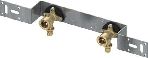 Tece 16/20/25/32 mm DVGW Messing Wandscheibe Winkel Kupplung T-Stuck (Montageeinheit für Waschtisch mit Wandscheiben 16 x RP 1/2 Messing, 150mm (nr.740115))