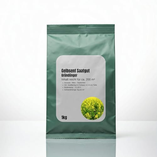 Gründüngersaat Gelbsenf 1kg für ca. 200m², schnellwüchsig, tiefwurzelnd, bewährte Wahl als Gründünger oder Zwischenfrucht