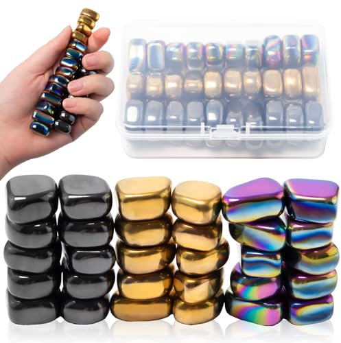 Bofanze 30 Stück Irregulär Steine Magnete Bunt Gold Schwarz Hämatit Magneten Tragbares Magnetic Schachspiel Irregulär Magnete Steine für Whiteboard Kühlschrank Magnettafel Haus Büro und Schule