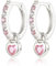Orecchini Cerchio Argento Per Le Donne Orecchini Rosa Chiaro Con Rosa Chiaro Heart Drop Orecchini Argentati Ipoallergenico Cubic Zirconia Dangle Light Pink Gioielli Per Le Ragazze