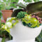 Pot de fleurs à suspendre - Figurines décoratives - Grenouille - Animaux - Statue en résine - Décoration de jardin - Grenouille verte - Décoration de pot de fleurs (05)