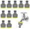 XCRPRT Lot de 10 adaptateurs pour robinet de jardin, raccord de tuyau en plastique, raccord de tuyau 1/2, 3/4, 2 en 1, filetage de robinet pour arrosage