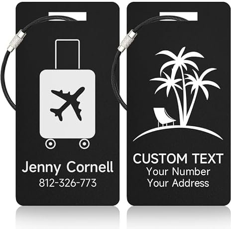 Gepäckanhänger für Koffer, Personalisiertes Graviertes Aluminiumetikett, Kofferanhänger, Individuelle Gepäckanhänger, Personalisierter Gepäckanhänger, für Gepäck und Rucksäcke(3 cm x 7,5 cm)