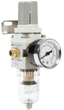 1/4 Druckluft Wartungseinheit 2-teilig, Filterdruckregler mit Manometer & Wasserabscheider, Druckminderer für Kompressor (0-10 Bar), 5μm Filterelement, Luftaufbereitung für Druckluftwerkzeuge