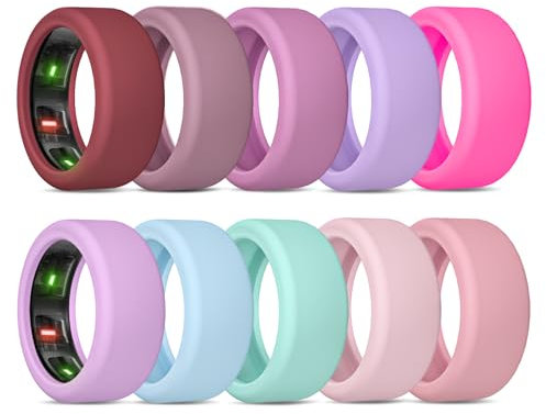 BandRain Schutzhülle für Oura Ring Gen 4 & 3 / Ultrahuman Ring Air, kratzfest, elastisches Silikon, Zubehör für Damen und Herren, Training, Fitnessstudio, 10 Stück (Set 8, S (6/7/8/9/10))