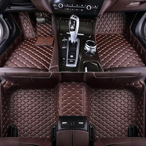 JNLIFT Auto-Fußmatten Leder für Seat Ibiza 2018 2019 2020 2021,Allwetter wasserdichte rutschfeste Vollflächige Volle Umgebungsschutz Teppich Set Autozubehör,G/Brown