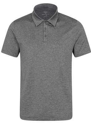 Mountain Warehouse Deuce IsoCool Men’s Polo - Quick Dry T-Shirt, Highly Breathable Tee, Wicking Top with Classic Polo Design - for Spring Summer & Travelling Charcoal 4XL