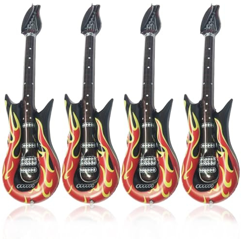 Aufblasbare Gitarre,Luftgitarren zum Aufblasen,Luftgitarre,Auf zum Karneval Kinder Aufblasbar,Erwachsene Balloon Dekoration,e Spielzeug,Flammen Musik Musikinstrumente Gitarren (4)