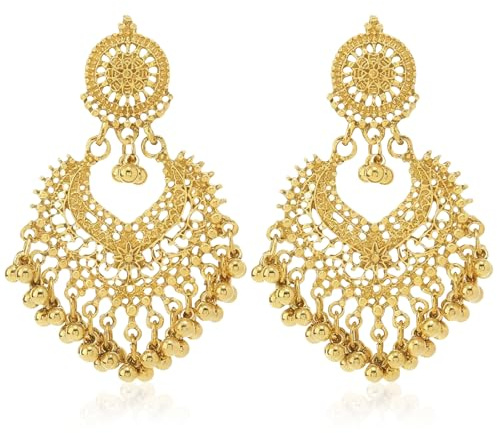 Indischer Schmuck Ohrringe, Ethnische Indische Jhumka Jhumki Schmuck, Bohème Ethnischer Kronleuchter Quaste Hoop Ohrringe, Schmucks für Damen (Goldfarben)