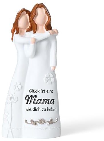 Eaprala Muttertagsgeschenke für Mama von der Tochter, Handbemalte Mutter-Tochter-Figuren, Geburtstag oder zu Weihnachten für die Mutter.Weiß
