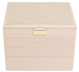 Stackers Lot de 4 boîtes à bijoux classiques en raffia rose poudré