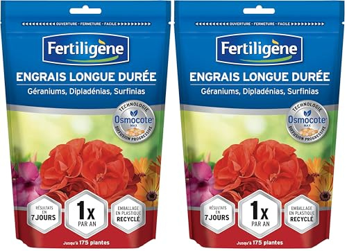 FERTILIGENE OSGERN - Engrais Granulés Longue Durée Osmocote Max Géranium, Dipladénias 700 g - Pratique, 1 seule application par an - Protège les racines - Résultats dès 1semaine - Pour 175 plantes