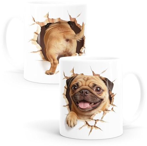 MoonWorks® Tasse Hund Mops Geschenk Hundebesitzer Tierfreunde Keramikbecher Hundetasse Vierbeiner Hundetasse Weiss standard
