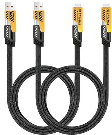 Cable de carga 4 en 1 (2 unidades) - Cable de carga USB-C universal - Trenzado de nailon - Compatible con iPhone 14/13/12/11-2 metros