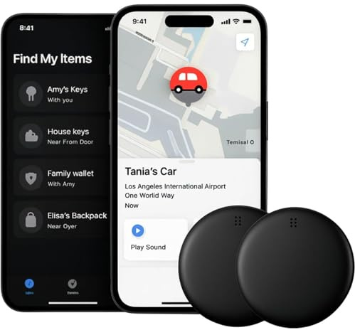 Anytrcak Pro Magnet-Tracker für Auto, Gepäck und Geldbörse – Kompatibel mit Ortungs-Apps für iOS & Android, Vibrationsalarm (2 Pack-iOS)