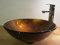 Nero Aufsatz Glas Waschbecken Waschtisch Waschschale rund Antik gold braun 42cm