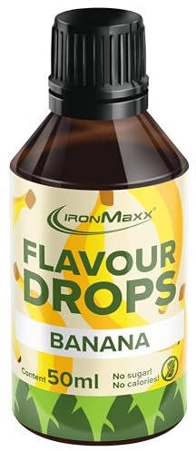 IronMaxx Flavour Drops - Banane 50ml | kalorienfrei & zuckerfrei | vegane Aromatropfen zum süßen von Lebensmitteln | praktischer Tropfer-Verschluss