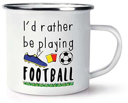 I'd Rather Be Playing Football Retro Enamel Mug Cup