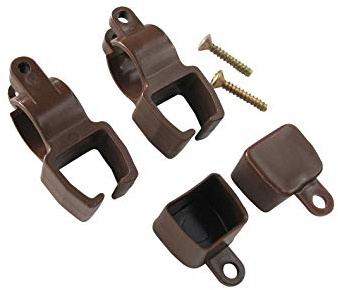 prodecoshop 2 Halter + 2 Kappen für U-Schienen, Universal U-Schienenhalter und Endkappen, braun