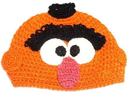 Tiermütze Strick Mütze Skimütze Tiergesicht Cartoon Wolle Unisex Kinder Winter | Wintermütze Häkelmütze orange |Einheitsgröße Mädchen Jungen gehäkelt Bert Moorhuhn Eule Pinguin Tiger (Bert)