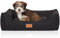 Knuffelwuff Hundebett Lotte aus Velours mit feinem Handwebcharakter XL 105 x 75cm Schwarz - abnehmbarer Bezug - waschbar - für große, mittelgroße und kleine Hunde