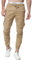 ZOEREA Jogger Cargo Herren Chino Jeans Hose Elastische Taille Gürtel mit Taschen, Braun(verbesserte Version), M